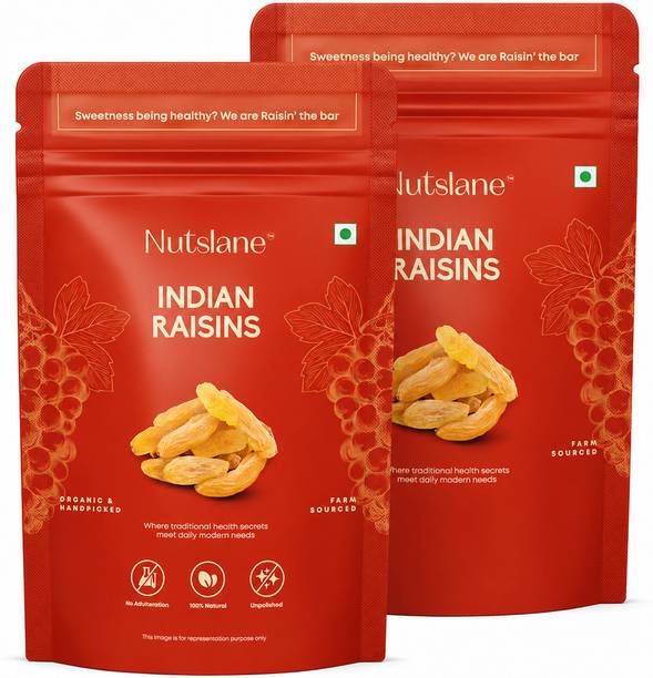 Nutslane Premium Green Long Raisins Kishmish 400g, Source of Potassium, Dry Fruits Snack Raisins