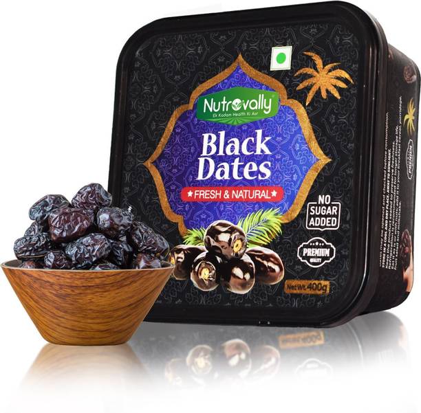 NutroVally Premium Black Dates for Strong Bone | Khajoor | 100% Fresh & Natural Dates