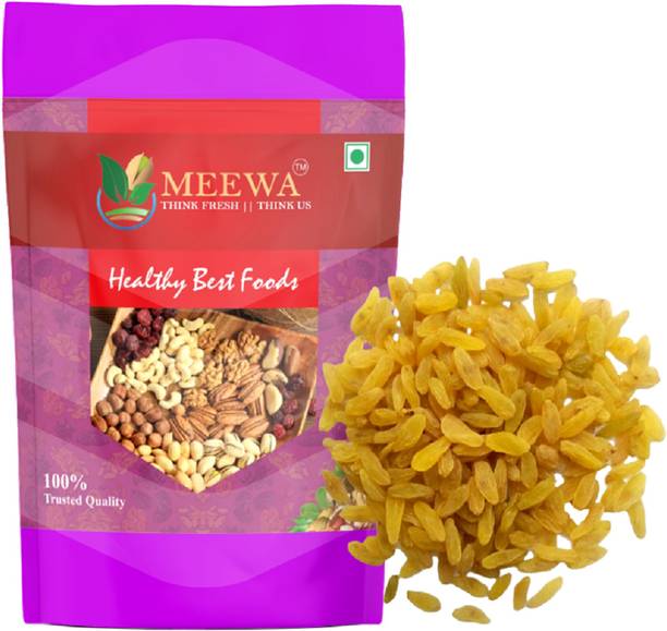 MEEWA Premium 1 Kg Long Golden Raisins / Kismish ( Pack Of 2 x 500Gms )| Fresh Quality Raisins
