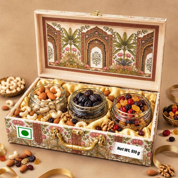 BrijBooti Diwali Gift Hamper Dry Fruits Box -Ajwa Dates & Mix Berries/Cashew Mix Almonds Assorted Nuts