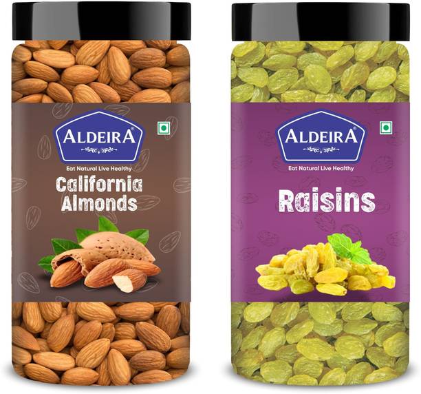 Aldeira Natural Dry Fruits Combo Almonds 200gm + Kishmish 200gm (200g Each) Almonds, Raisins