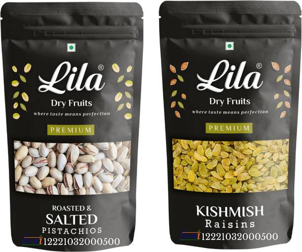 lila dry fruits Green Raisin (150gm) & Pistachios(150gm) Combo | Kishmish Pista Combo Pistachios, Raisins