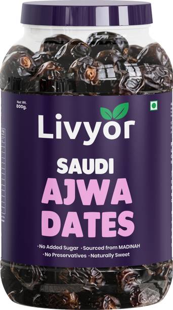 LIVYOR Premium Saudi Ajwa Dates | Khajoor | Khajur Dry Fruits | No Added Sugars Dry Dates