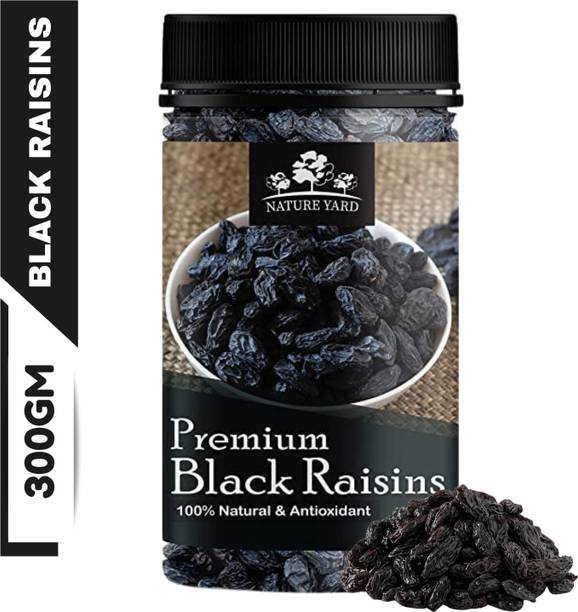 NATURE YARD Black Raisins Seedless / kali kismis / kishmish dry fruit - 300gm - Premium Afghani Seedless Dry Black Grapes Raisins
