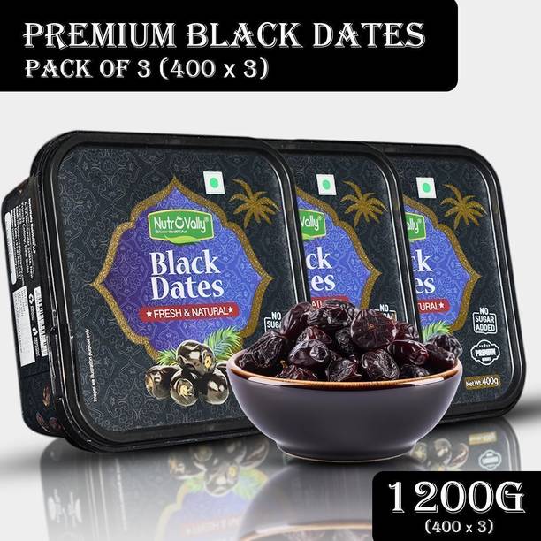 NutroVally - Premium Black Dates for Strong Bone | 100% Fresh & Natural | Antioxidants Rich Dry Dates