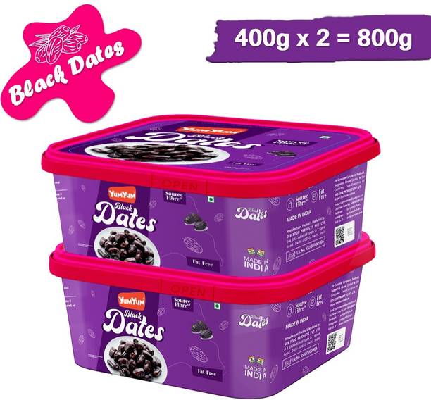 YUM YUM Black Dates 800g | Soft And Chewy Texture Khajur | Khajoor - Dates