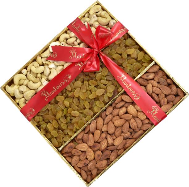 MANTOUSS 600gms dry fruits tray greeting card Cashews, Almonds, Raisins