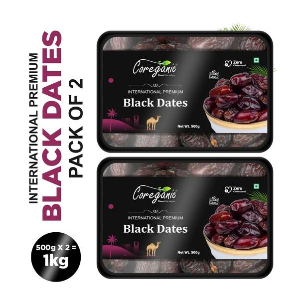 Coreganic 100 % Natural International Premium Black dates (Khajoor) Dates