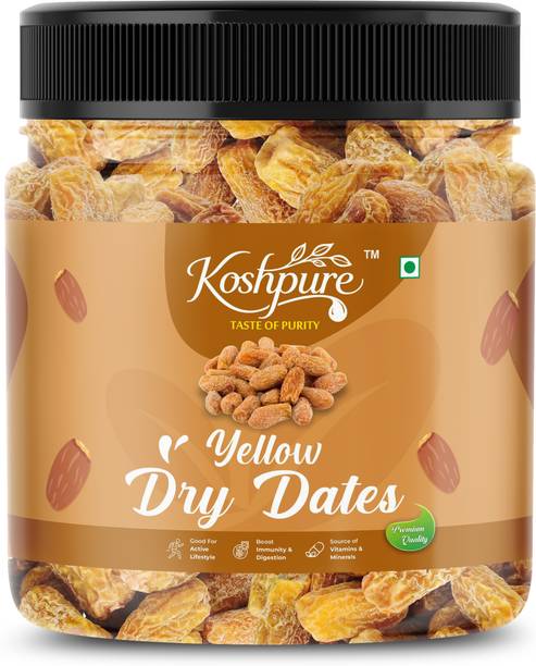 KOSHPURE Yellow Dry Dates | Dry Chuhara | Pili Kharak | Khajur | Dry Fruits Dates | Dry Dates