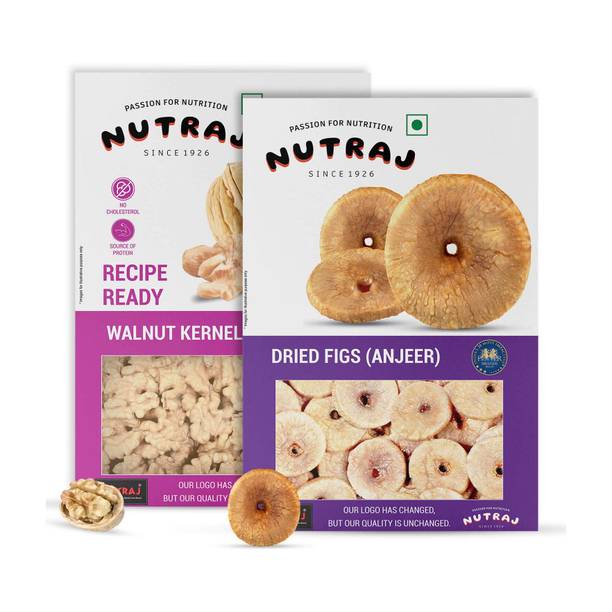 Nutraj Dry Fruit Combo Pack Dried Figs 250g (Anjeer), Walnut Kernels 250g (Akrot Giri), Figs, Walnuts