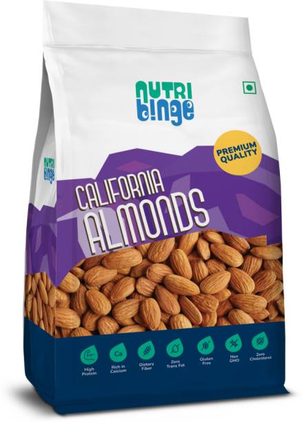 NUTRI BINGE Premium California Almonds, Whole, Raw, Natural, Unsalted, Unroasted Nuts Almonds