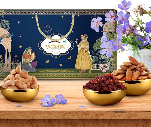 Nutraj Wishes Regal Elegance 600gm Diwali Gift Hamper, Dry Fruits Gift Box, Roasted Almonds, Cashews, Cranberries