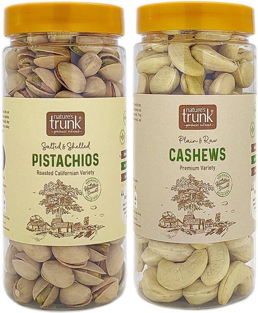 Nature's Trunk Dry Fruits Combo Pack of 2(250g*1,200g*1) Premium Quality Tasty Plain & Raw Cashews, Pistachios