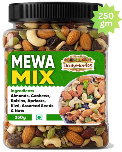 DAILYHERBS Mix Dry Fruit | Mewa Mix | 250gm |(A Almonds, Cashews, Raisins, Apricots, Dates, Kiwi, Gooseberry