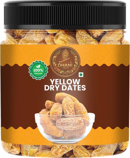 Dhani nuts Yellow Dry Dates | Sukha Khajoor | Pila Chhuara / Chuara | Pili Kharak Jar Pack Dates
