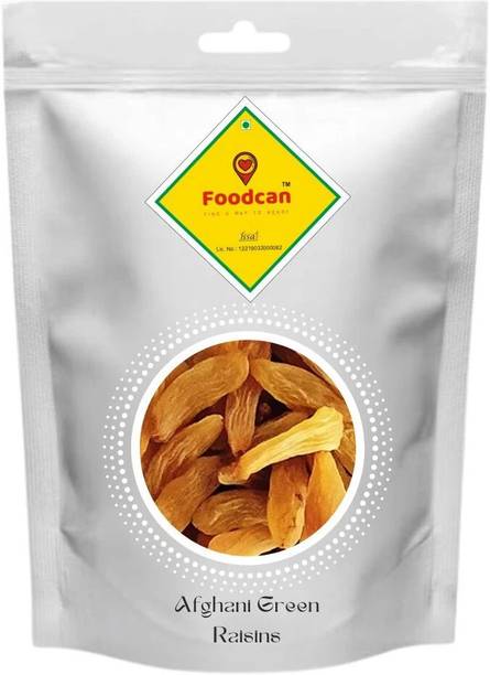 FOODCAN Raisins Original Afghani Kismis Dakh Green Long Size (Kishmis) Seedless 400G Saver Pack Raisins