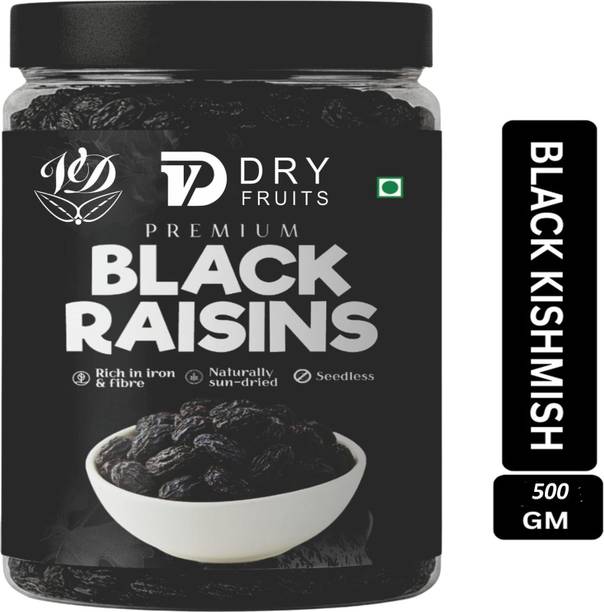 VD Traders Premium Black Raisins (Kishmish) Naturally ,Seedless &Iron-Rich Dry Fruits Raisins