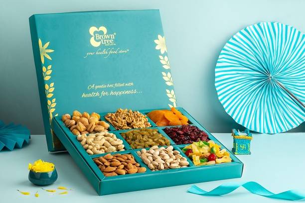 Brown tree Hamper-9p|Dry Fruit GiftHamper|Unique Gifts|Gift Packs For Diwali|Corporate Gift