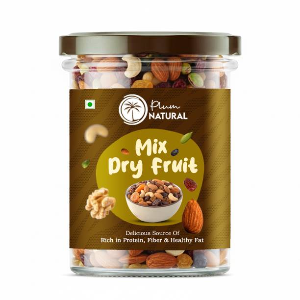 Plum Natural Mix Dry Fruit | Panchmeva | 1Kg | JAR | Almonds, Cashews, Raisins, Dry Dates, Figs, Amla, Pistachios, Assorted Seeds & Nuts