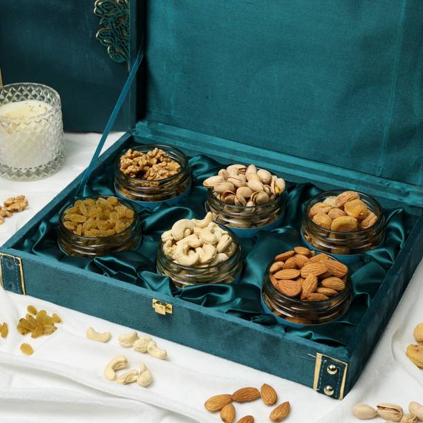 Riwaz Blue Suede Premium Combo Pack of 6 Dry Fruit | Gift Pack of Dry Fruits & Nuts