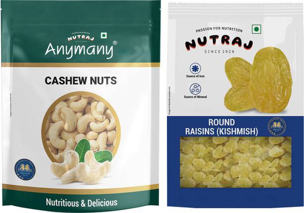 Nutraj Dry Fruits Combo Pack Cashews Raisins 500g Each, Kaju 500g, Kishmish 500g, Round Raisins, Cashews