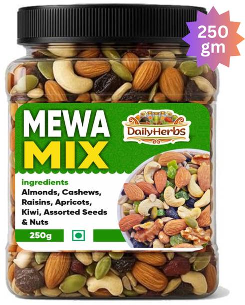 DAILYHERBS Mix Dry Fruit | Mewa Mix | 250gm |(AA Almonds, Cashews, Raisins, Apricots, Dates, Kiwi, Gooseberry