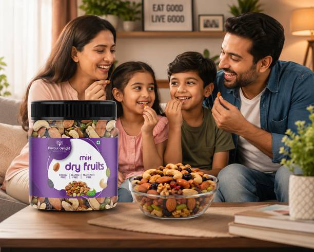 Flavour Delight Pure Feast Dry Fruits 250g | Almonds, Cashews, Raisins| Crunchy Nut Blend Almonds, Amla, Apricots, Assorted Seeds & Nuts, Cashews, Cherries, Dates, Raisins