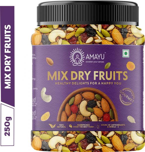 AMAYU Premium Mix Dry Fruits | Healthy Nutmix | Panchmeva | 100% Natural Assorted Fruits & Nuts, Assorted Seeds & Nuts, Almonds, Cashews, Raisins