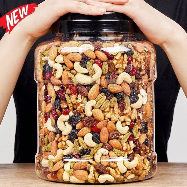 YUGNUTS Mix Dry Fruit Panchmeva 1kg jAR] Almonds, Cashews, Raisins, Apricots, Dry Dates, Pistachios