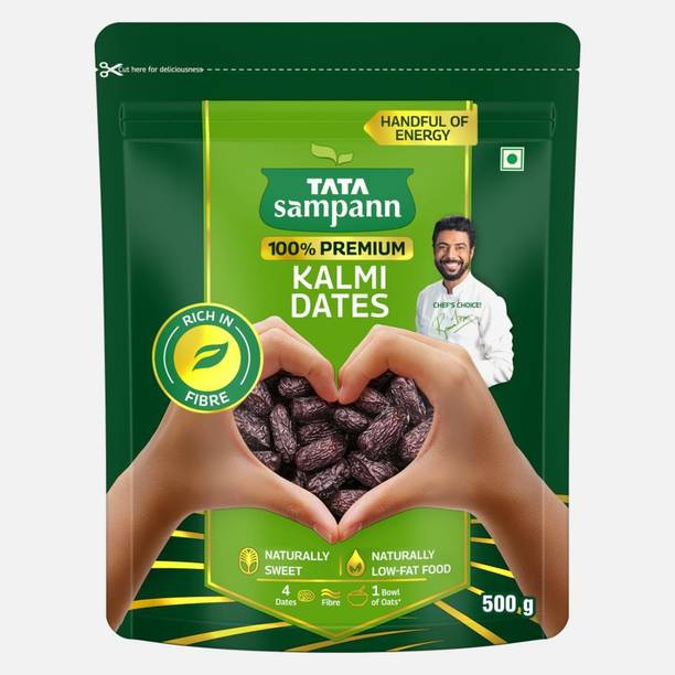Tata Sampann Premium Kalmi Dates/Khajoor, 500g, Rich In Fibre, Naturally Sweet Dates