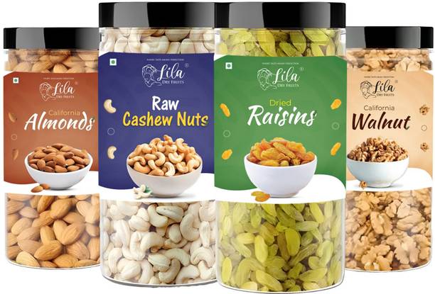 lila dry fruits Kaju Badam Akhrot Kishmish | Healthy and Tasty | Perfect for Gifting Cashews, Almonds, Walnuts, Raisins
