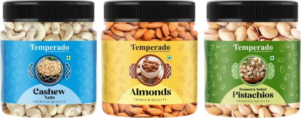 Temperado Cashew (100gm),Almond(250gm) & Pistachios(100 gm) Combo | Kaju Badam Pista Combo Almonds, Cashews, Pistachios