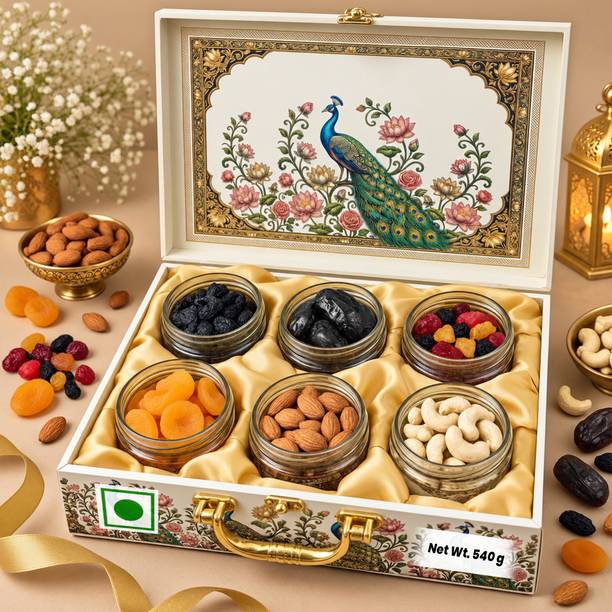 BrijBooti Dry Fruits Box | Almonds, Cashew, Apricot, Khajoor, Black Kishmish & Mix Berries
