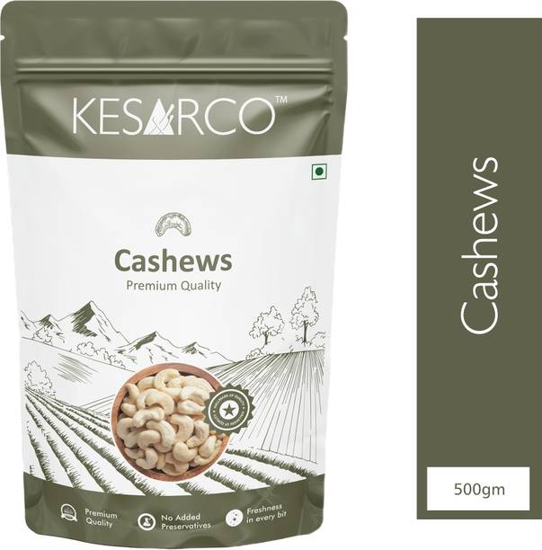 KESARCO 100% Natural Premium Whole Cashews , Kaju nuts, Gluten Free - 500 g Cashews