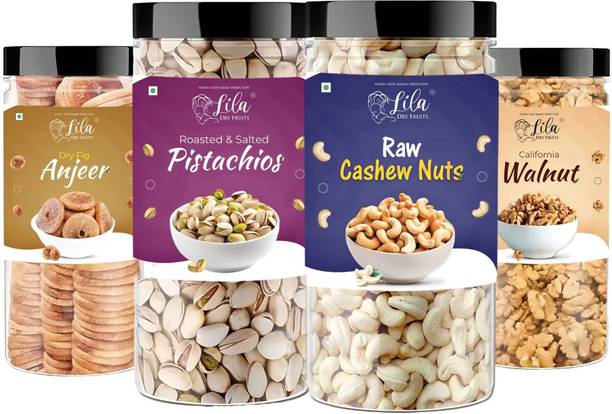 lila dry fruits Cashew(150gm), Walnut (150gm), Pistachios (150gm) & Figs(150 gm) Combo Cashews, Walnuts, Pistachios, Figs
