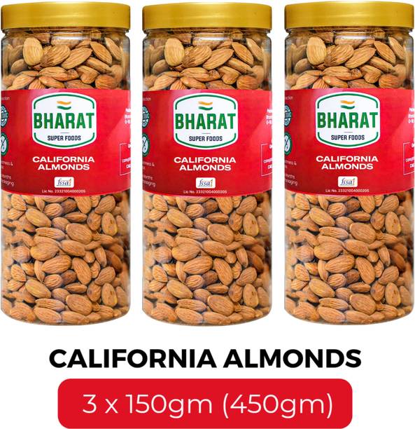Bharat Super Foods Premium Natural California Almonds – Badam Giri – 3 x 150gm (450gm) Almonds