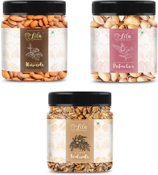 lila dry fruits Almond(250gm),Pistachios(250 gm)& Walnut(250gm) Combo | Badam Pista Akhrot Combo Almonds, Pistachios, Walnuts