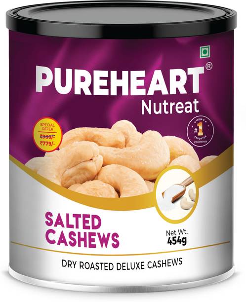 PUREHEART Roasted Salted Kaju Dry Fruit, Premium Salted Whole Nuts Cashews