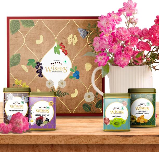 Nutraj Wishes Tradition Treats 600gm, Diwali Gift Hamper, Dry Fruits Gift Box, Roasted Almonds, Cashews, Kiwi, Cranberries