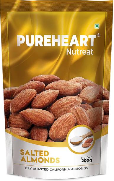PUREHEART Salted Almonds | Roasted Badam | Dry Fruit Nuts, Crunchy & Delicious Almonds