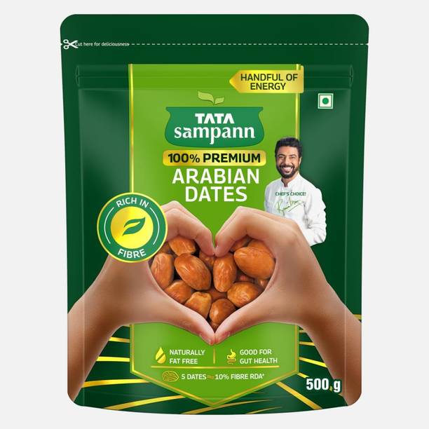 Tata Sampann Premium Arabian Dates/Khajoor, 500g, Rich In Fibre Dates