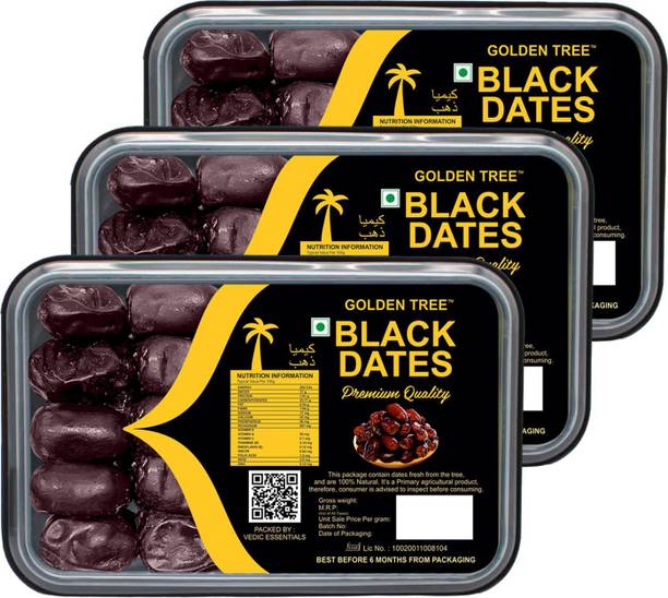 Golden Tree Selected Premium Black Dates, 100% Natural khajoor dry fruits, Immunity Boosts Dry Dates