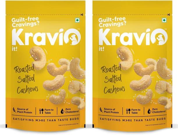 Kravio Roasted Salted Crunchy Cashew Nuts Whole Kaju Dry Fruits Combo pack Cashews