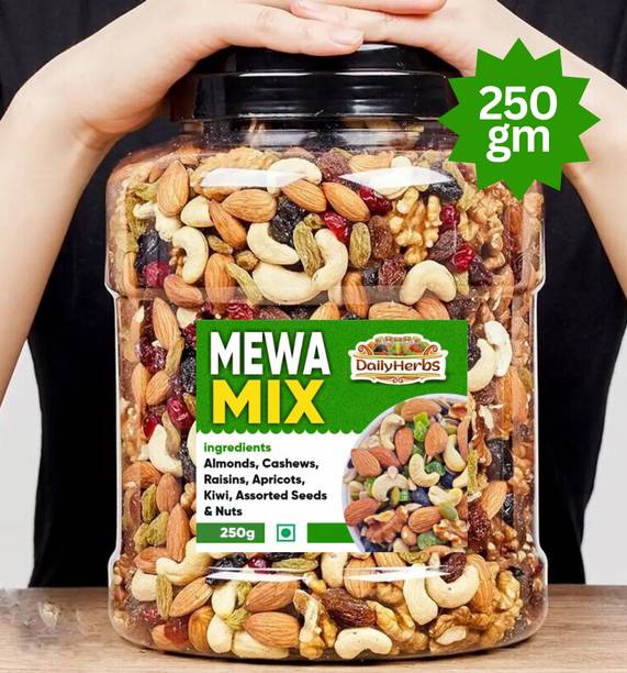 DAILYHERBS Mix Dryfuits | Mewa Mix | 250gm| Almonds, Raisins, Cashews, Apricots, Dates, Apricots, Gooseberry