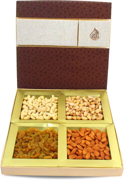 Sapphire Foods Combo For All Festivals Gift Hamper Dry Fruit Golden Brown Box (SF954) Almonds, Cashews, Pistachios, Raisins