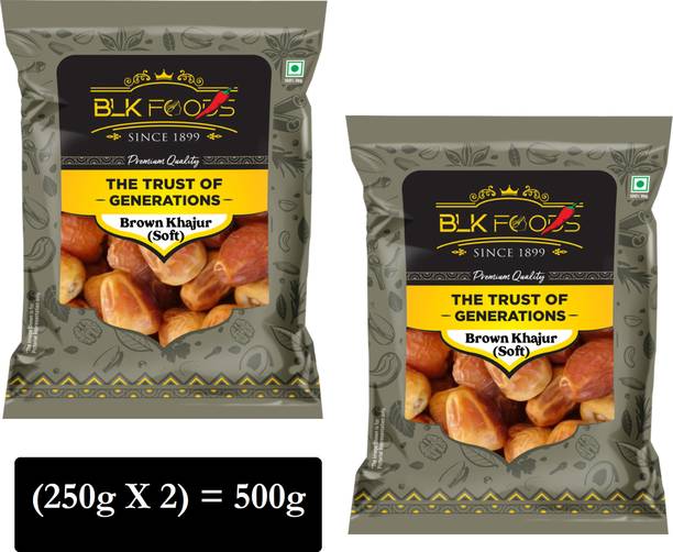 BLK FOODS Brown Dates 500g | Khajoor | Aalu Khajur | Fibre Rich khayzur | Energy Booster Dates