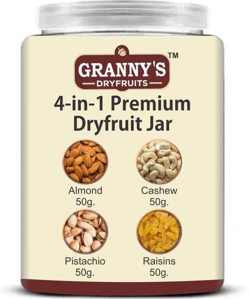 Grannys Dryfruits Premium Dry fruits Combo pack(Badam, Kaju, Pista, Kishmish) 50grams each(50gx4) Assorted Nuts