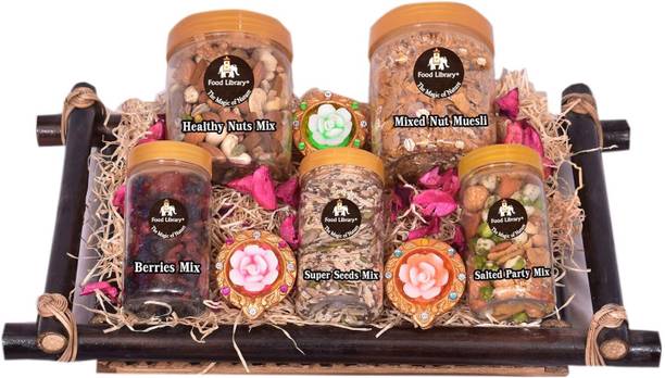 FOOD LIBRARY THE MAGIC OF NATURE Diwali Gift Box I Festive Hamper. (Mixed Berries , Seeds & Nuts.) (mm 1380)