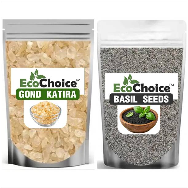 Summer Combo - Tulsi/Sabja Seeds 50Gm & Gond Katira 50 Gm | For Summer Hydration Dried Gum, Assorted Seeds & Nuts