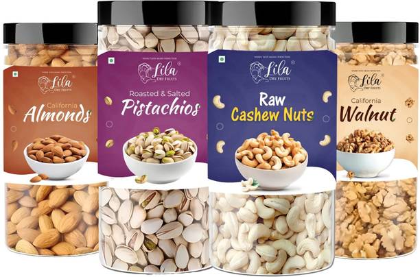 lila dry fruits Dry fruits combo pack of Cashews Almond Pista Walnut (200 G x4) Cashews, Almonds, Pistachios, Walnuts